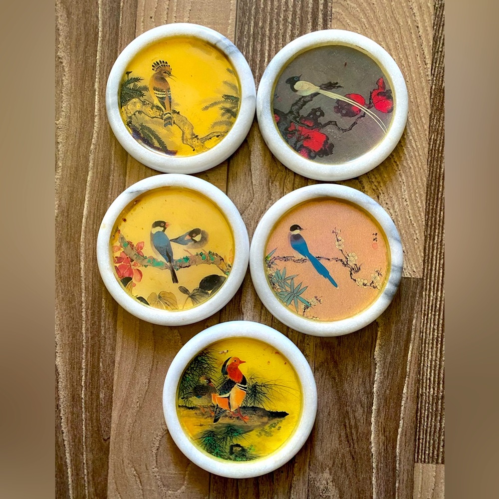 Lovely Bird Marble Coasters